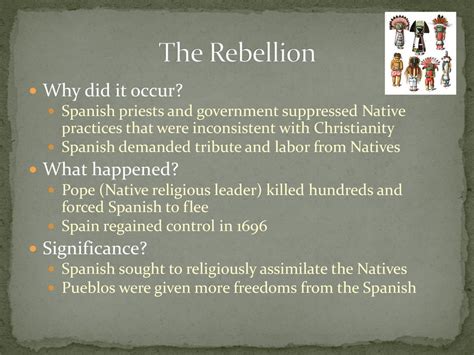 The <b>Pueblo</b> <b>Revolt</b> was one of the most effective Indian resistance movements in American history, and what some call "the first American revolution. . Pueblo revolt apush significance